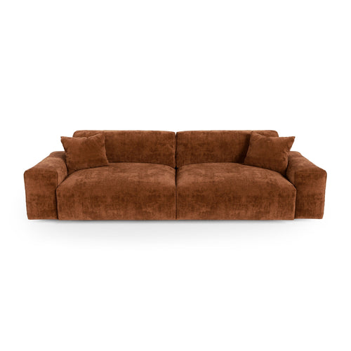 Premium Interiors - Bank CHEER - gewaafd fluweel terracotta 220cm