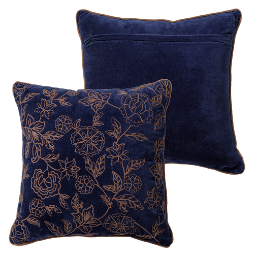 WOOOD kussens bruin/blauw Niva - Set Van 4 - 50x50x10
