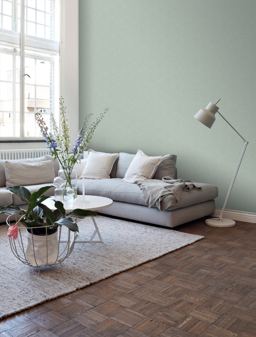 ESTAhome behang hexagon celadon groen - 53 cm x 10.05 m - 148750