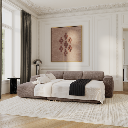 Sia Home - Hoekbanken YUMA - Fluweel met reliëf - Mol - 283cm