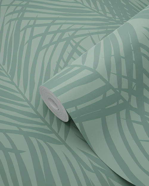 ESTAhome behang palmbladeren vergrijsd zeegroen - 53 cm x 10.05 m - 139302 - vtwonen shop