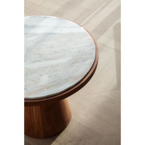 Housecraft Living Mees Salontafel Rond 50 cm Marmer/ Hout - Bruin