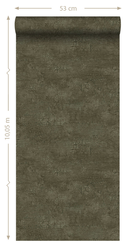 Origin Wallcoverings behang natuursteen met craquelé effect olijfgroen - 53 cm x 10,05 m - 347560 - vtwonen shop