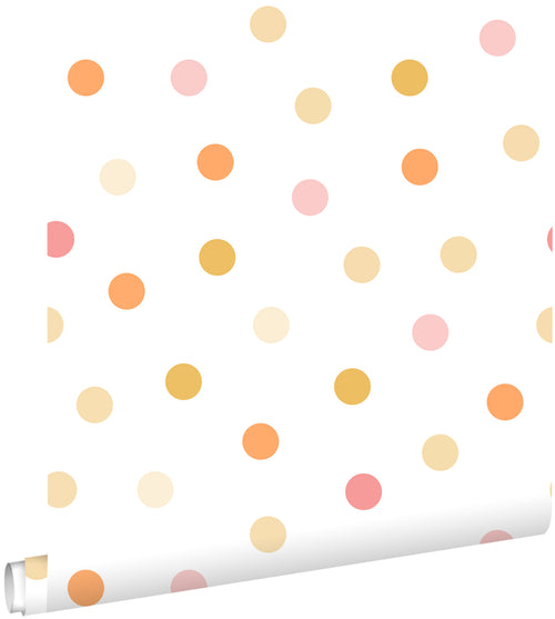 ESTAhome behang stip geel, oranje en roze - 50 x 900 cm - 131623