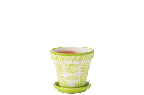 J-Line bloempot Granada Handmade + Painted - keramiek - groen - medium - Ø 27 cm - vtwonen shop