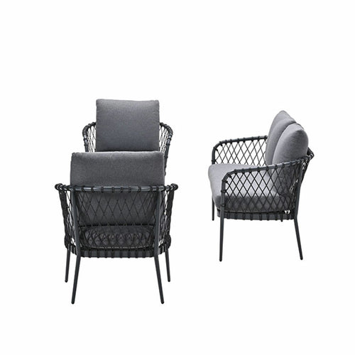 Tropea loungeset - 4-dlg - carbon black - rope donker grijs - vtwonen shop