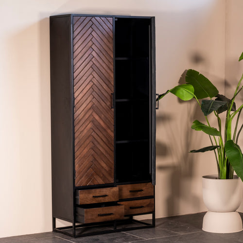 Giga Meubel Wandkast Isa - Bruin Hout - 90x40x200cm - vtwonen shop