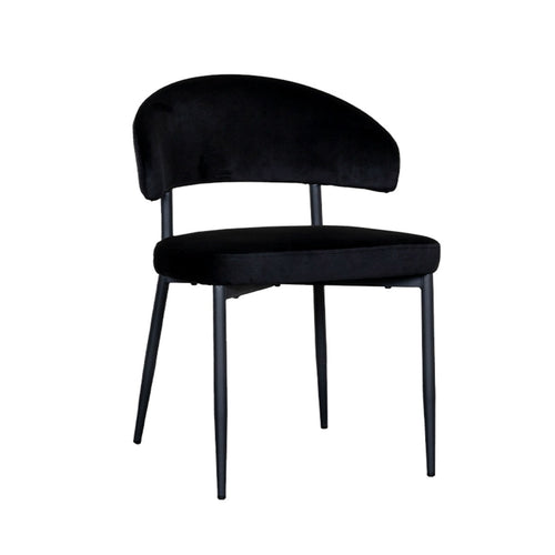 LABEL51 Eetkamerstoel Bliss - Zwart Velvet - Zithoogte 47cm - Set van 2