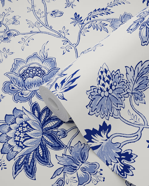 ESTAhome behang vintage bloemen delfts blauw - 50 x 900 cm - 132098