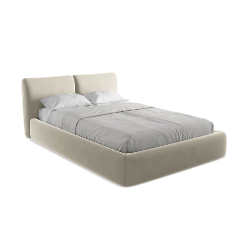 LaMiaSofa Bed met opbergruimte Milano - velours - parel - 160x228x82