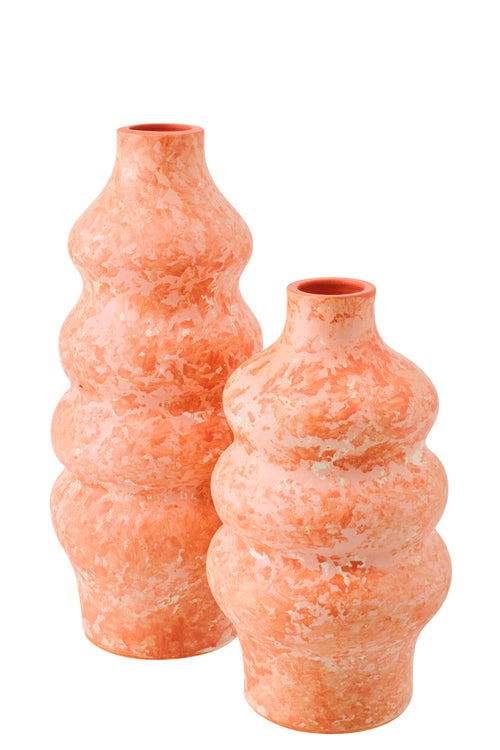 J-Line vaas - keramiek - oranje/wit - large