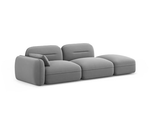 Cosmopolitan Design Rechte modulaire bank Sydney 3-zits, flueel, lichtgrijs - 90x295x70cm