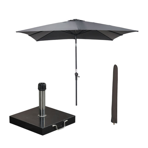 Garden Impressions stokparasol Lotus donker grijs 250x250 cm met Cosmo voet en hoes