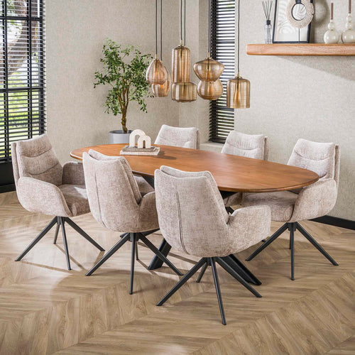 Giga Meubel Eetkamerstoel Lounge - Zand - Draaibaar - Set van 2 - vtwonen shop