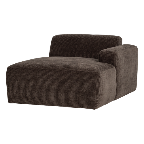 WOOOD chaise longue bank rechts Mojo Base - Rib - Bruin - 74x112x162