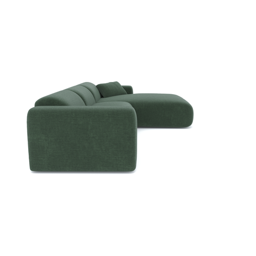 Sia Home - Grote hoekbank MYRA - getextureerd fluweel dennengroen 280cm