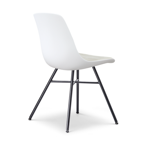 Nolon Noa-Liv eetkamerstoel wit met naturelbeige zitkussen - zwart onderstel
