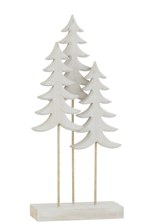 J-Line decoratie 3 Kerstbomen Op voet - hout - wit/goud - large - vtwonen shop