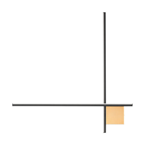 Nova Luce CROSS Geïntegreerde LED-wandlamp in zandzwart met geborsteld goudkleurige Triac-dimbare LED, 2W, 1351lm, 3000K