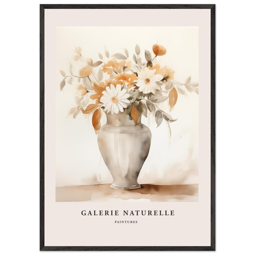 Artfulprints Poster met Lijst Bloemen in vaas 2   - 70x100 cm - Taupe