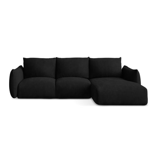 LaMiaSofa hoekbank rechts Savona - chenille stof - zwart - 242x162x90