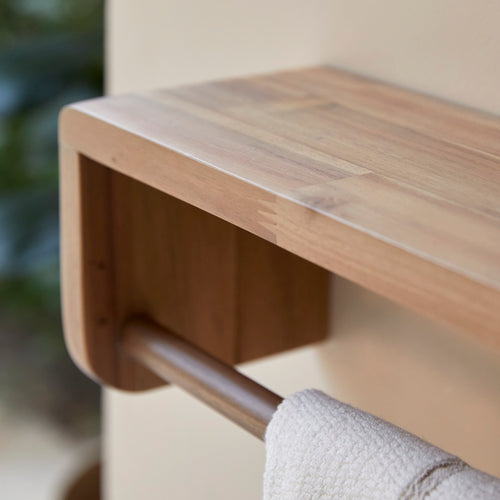 Tikamoon Wandhanddoekrek van massief acaciahout 60 cm - Naturel