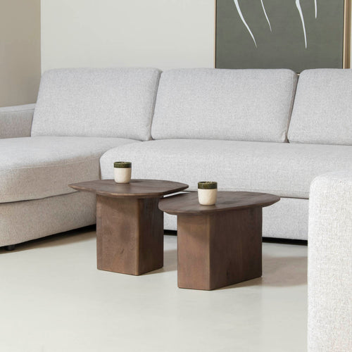 Giga Meubel Salontafel Jinte Organisch - Mangohout - Bruin - Set van 2 - vtwonen shop