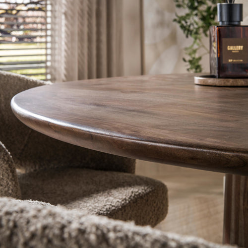 Giga Meubel Eettafel Central - Rond Bruin Hout - Ø130cm