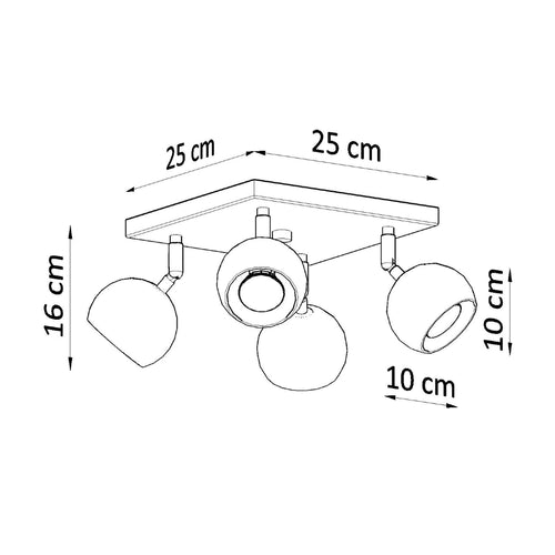 Sollux Lighting Plafondlamp OCULARE 4 wit - 25x25x16cm