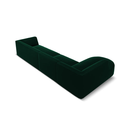 Cosmopolitan Design - Modulaire hoekbank links Siena 5-zits, flueel flessengroen - 180x366x69cm