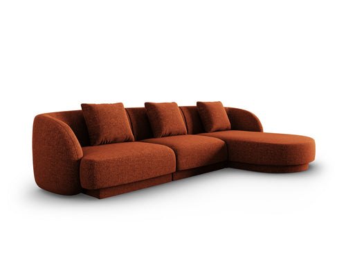 Cosmopolitan Design rechter hoekbank Tulum 4-zits, chenille, terracotta - 156x255x70cm