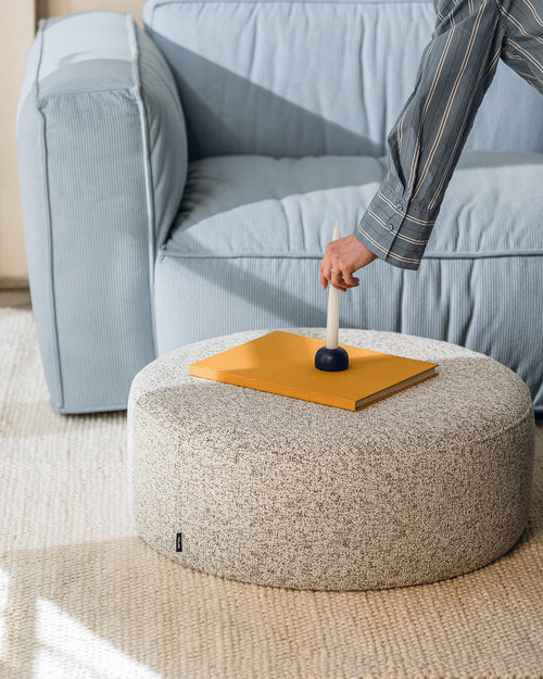 noo.ma Folk Pouf Wide - Cloud Beige Bouclé, 71x71x26 cm
