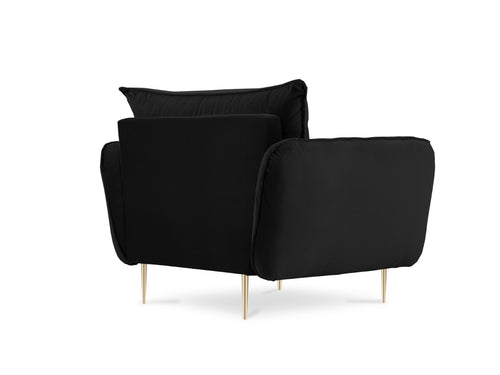 Cosmopolitan Design Fauteuil Vienna flueel, zwart - 94x97x95cm