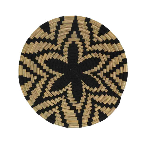 MÔMÉ Schaal Bahia - naturel/zwart - palm  - Ø 40 cm x H 5 cm - Marrakesh charme - vtwonen shop