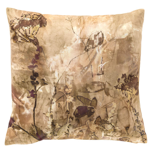 LINDE - sierkussen 45x45 cm - botanisch motief - Fennel Seed - bruin, goud