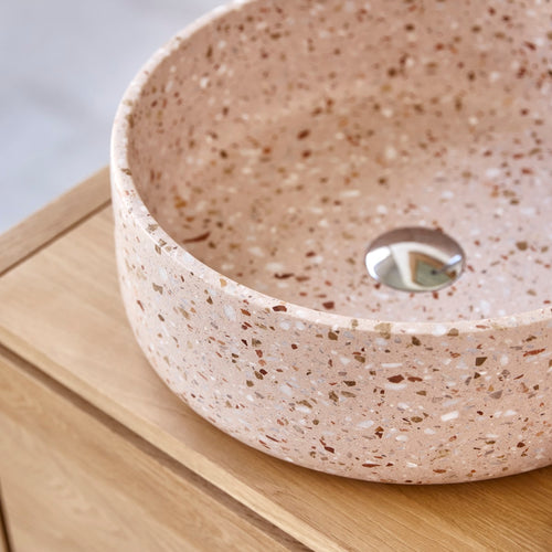 Tikamoon Ronde waskom van roze premium terrazzo ∅ 40 cm - Roze
