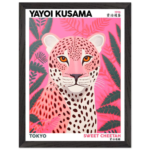 Artfulprints Poster met Lijst Yayoi Kusama - Sweet cheetah   - 30x40 cm - Roze