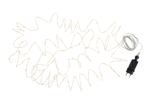 J-Line slinger Draad 90Led 9M - kunststof - goud - warm wit - LED lichtjes