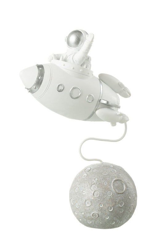 J-Line decoratie Rocket Astronaut - polyresin - wit/zilver - vtwonen shop