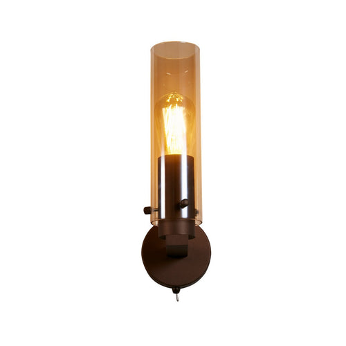 Searchlight Sweden II 1-lichts wandlamp mokka metaal & amber glas