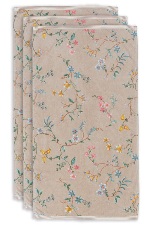 Pip Studio handdoek Les Fleurs - 55x100 cm - khaki - vtwonen shop
