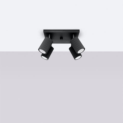 Sollux Lighting Plafondlamp KARBON 4 zwart - 25x25x16,5cm