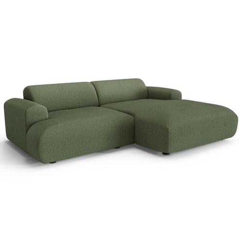 Sia Home - Rechthoekige hoekbank MYRA - kruisweefsel olijfgroen 266cm