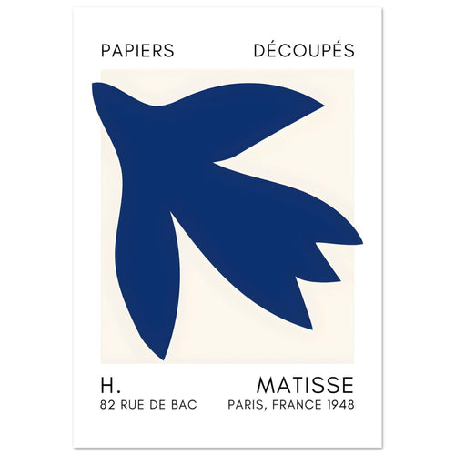 Artfulprints Poster met Lijst Matisse – Shapes in the air navy blue   - 30x40 cm - Blauw