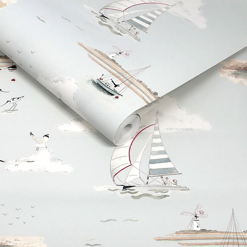 Sophie Allport Vliesbehang Kinderkamer - Coastal Boats Cottesmore Sky