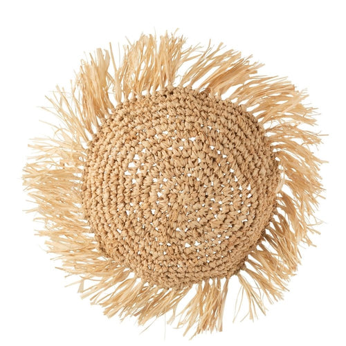 J-Line kussen Rond Raffia - jute - naturel - vtwonen shop