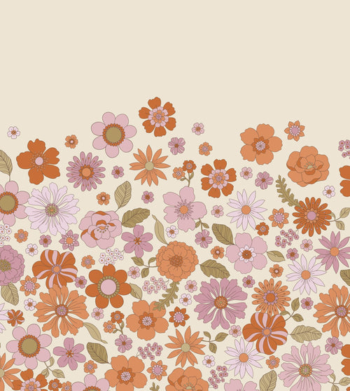 ESTAhome fotobehang retro bloemen paars en oranje - 2.5 x 2.79 m - 159592