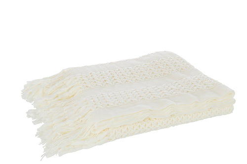 J-Line plaid Gebreid - polyester - wit - 160 x 130 cm - vtwonen shop