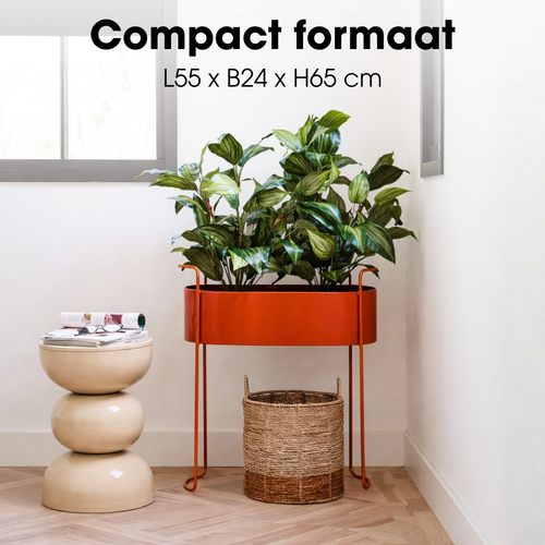 Mica Decorations Moritz Plantenstandaard – Plantenpot voor Bloemen en Kamerplanten – Bloempotten voor Binnen – 55 x 24 x 65 cm – IJzer – Rood