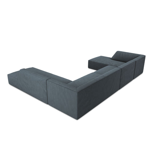 Cosmopolitan Design - Panoramische hoekbank rechts Siena 7-zits, ribfluwelen blauw - 273x366x69cm